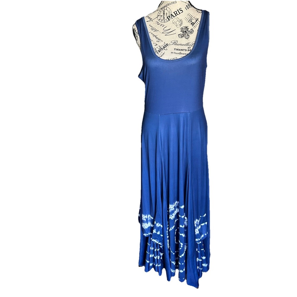 Blue Maxi Dress LG NWT Sleeveless Tye Dye hippie beach vacation Beach Boho Chic